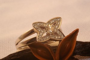 Bague étoile or et diamants